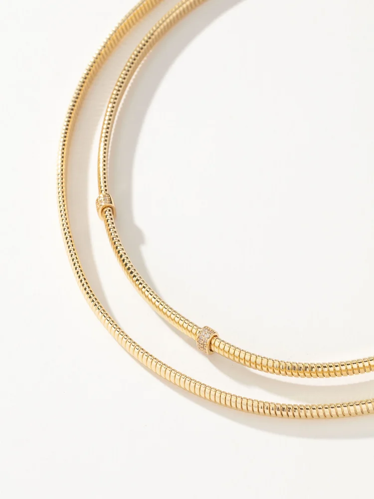 Live Fast Layered Omega Chain Necklace, Set of 2