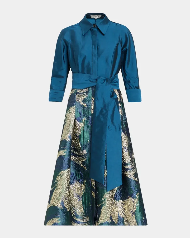 Jacquard Taffeta Midi Shirtdress