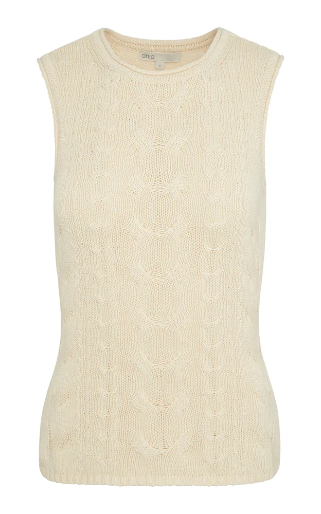 Linen Cable-Knit Linen Top