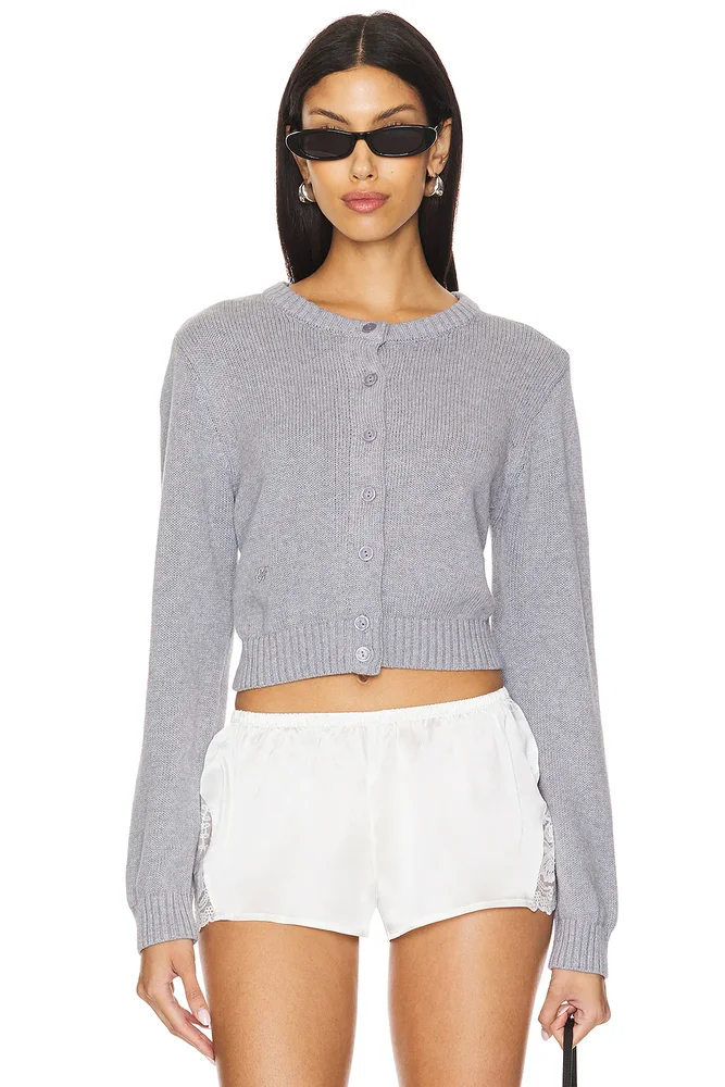 Dudley Cotton Knit Cardigan in Rain Cloud