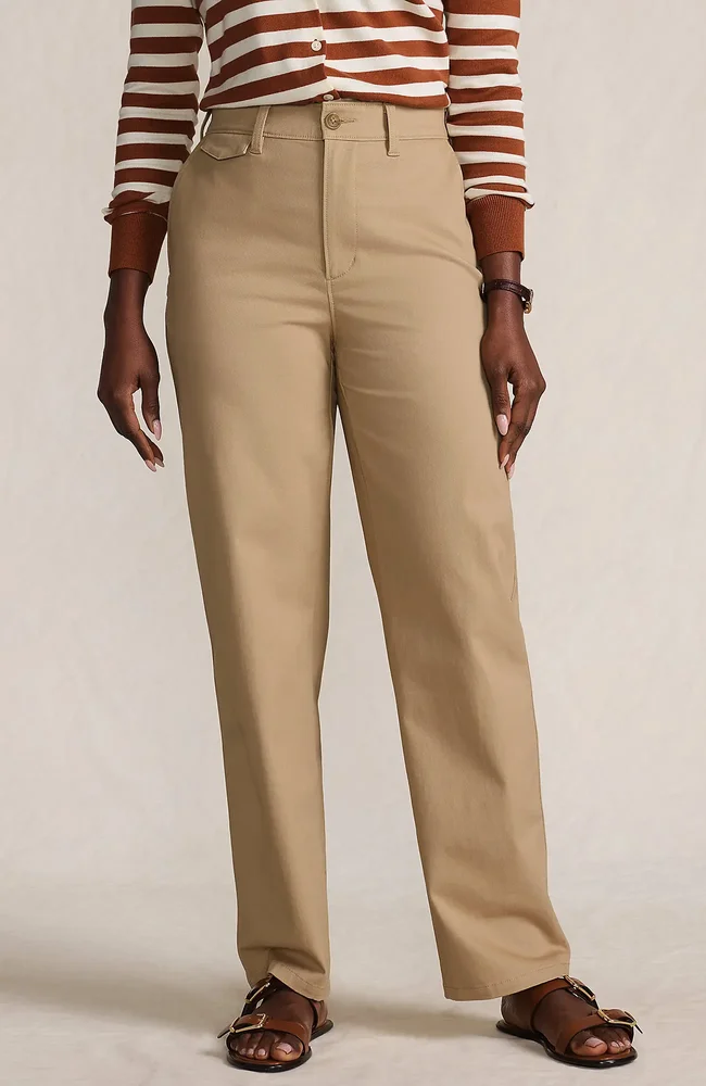 Chino High Rise Rail Straight Leg Pants