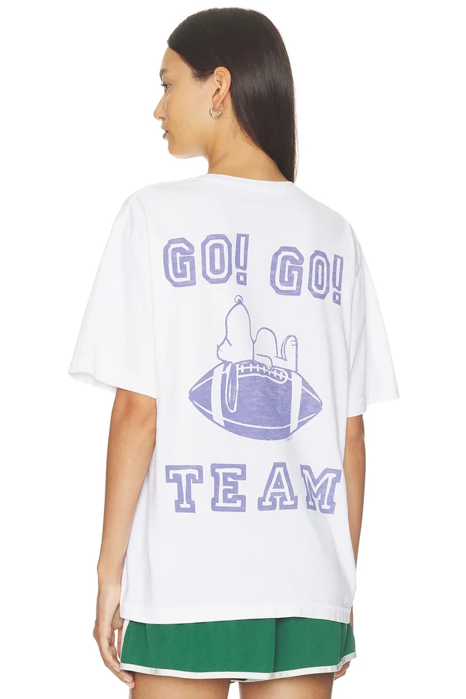 Snoopy Go Go Team V-neck Yoke Tee