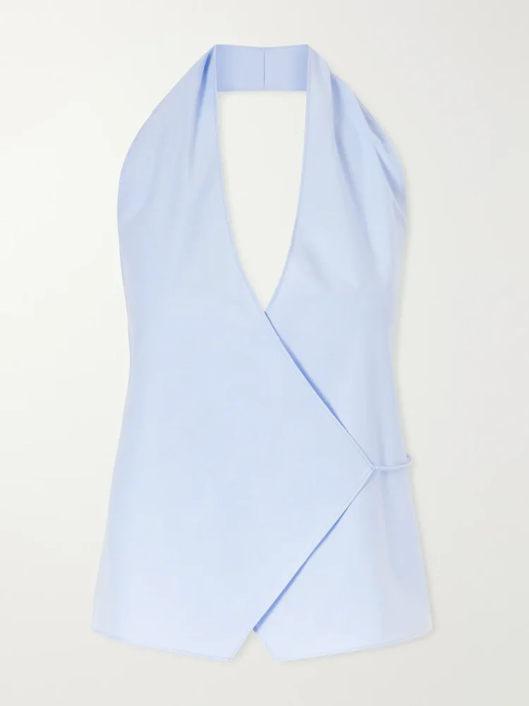 Organic cotton-poplin wrap top