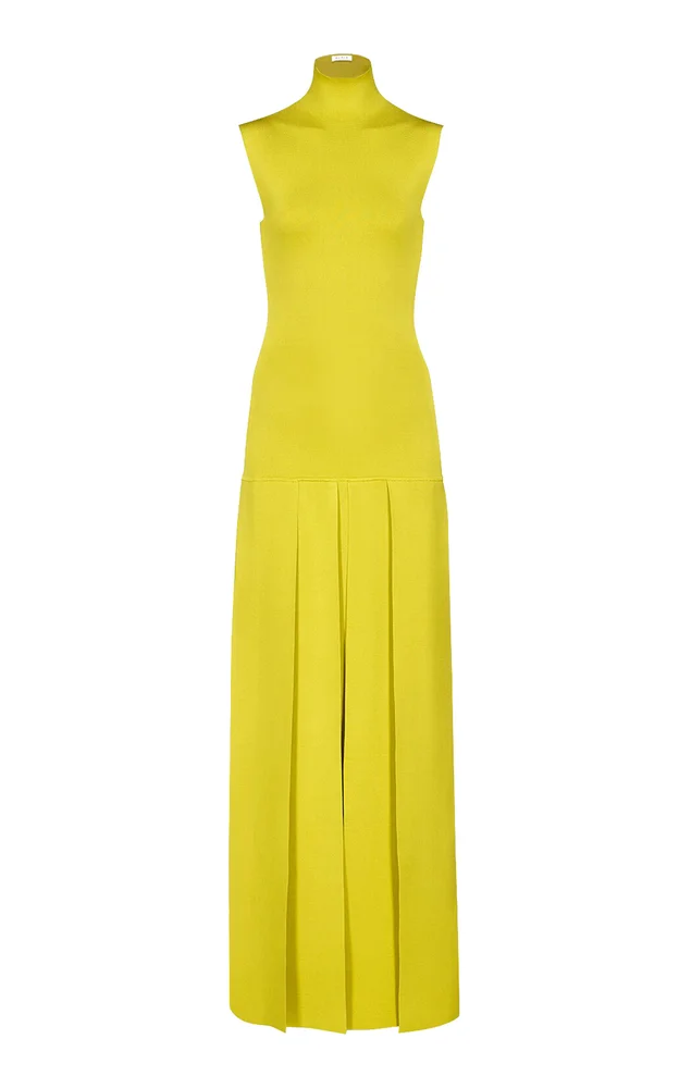Pleated Knit Maxi Dress