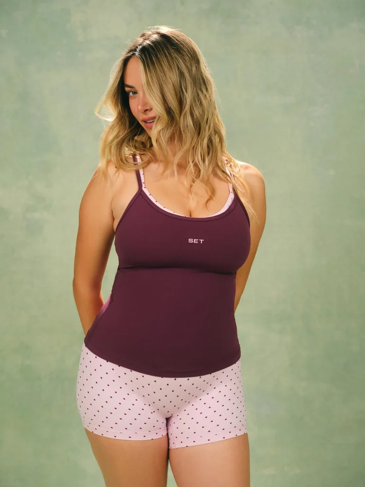 Setactive breathe polka dot layered move tank