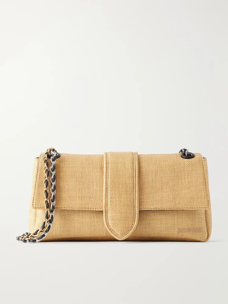 Le Bambino Chaîne raffia-effect shoulder bag