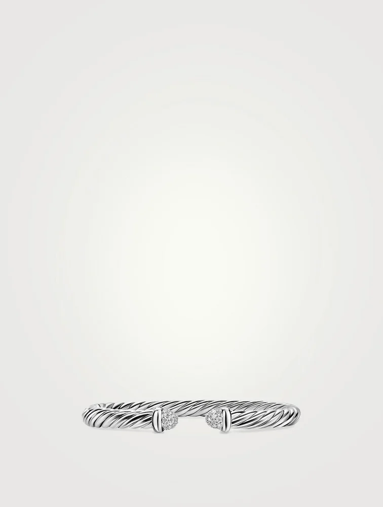 DAVID YURMAN Cable Flex Bracelet In Sterling Silver With Pave Diamond Domes, 6mm