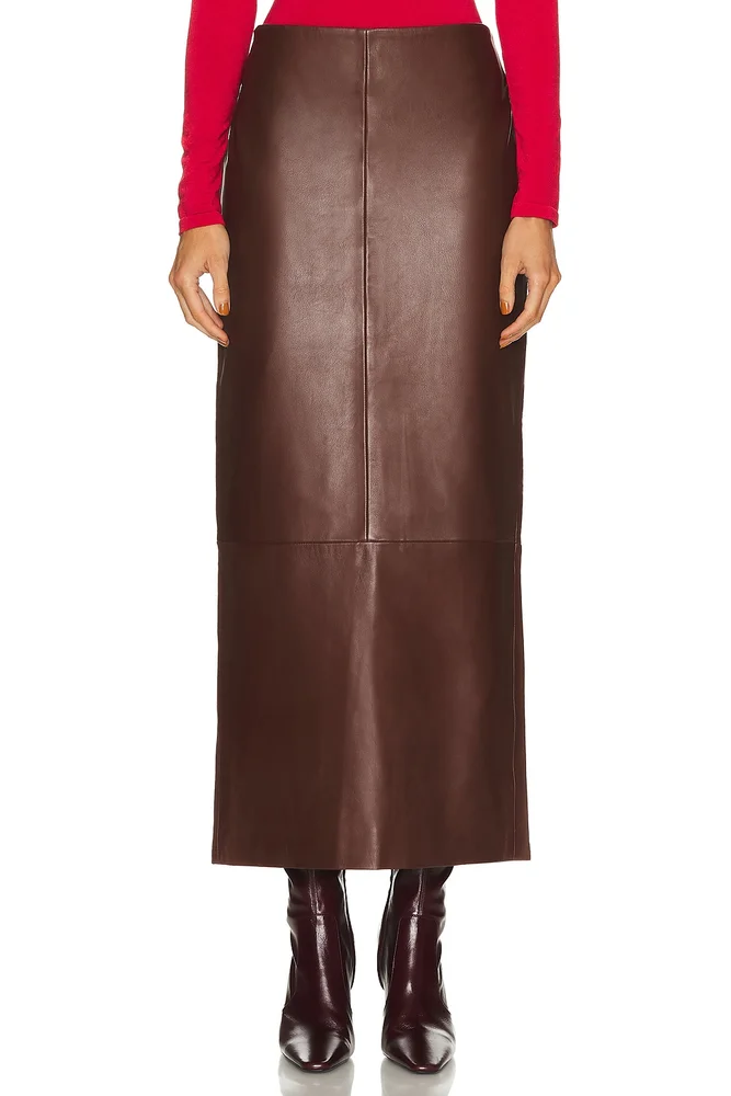 Leather Column Skirt