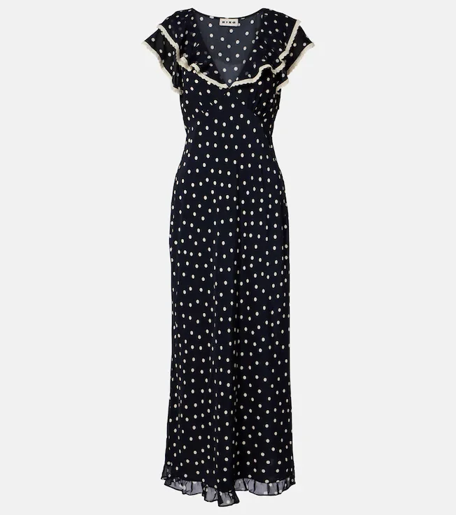 Bethea polka-dot crêpe de chine midi dress