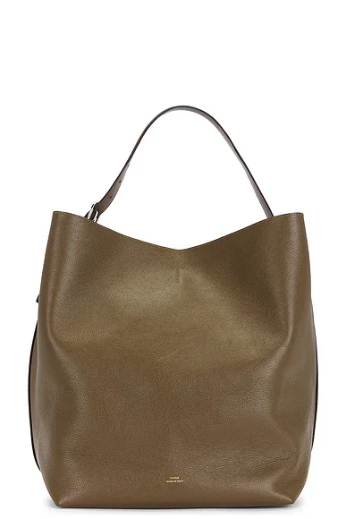 Belted Grained Leather Tote Bag