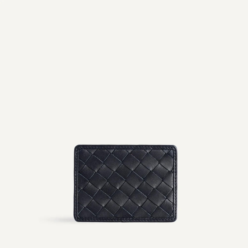 Nico Card Case in Carré Weave, Navy