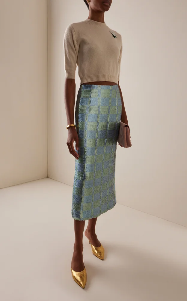 Lucida Gingham Sequin Skirt