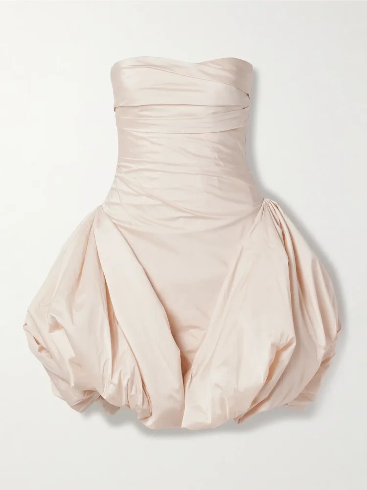 Rachel strapless gathered silk-taffeta mini dress