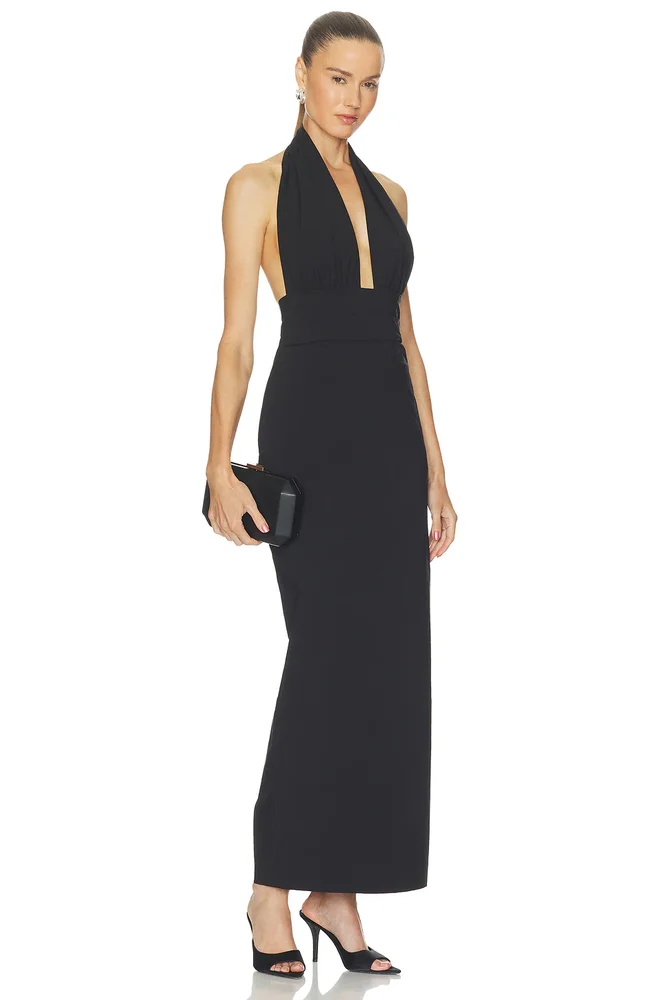 Campbell Halter Plunged Maxi Dress