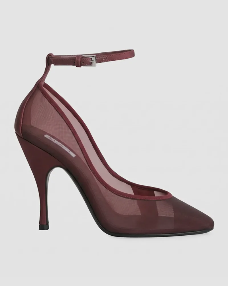 100mm Mesh Ankle-Strap Pumps
