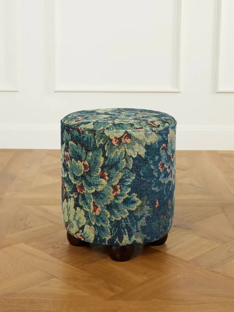 Nobilis Cluny velvet-jacquard and wood pouf