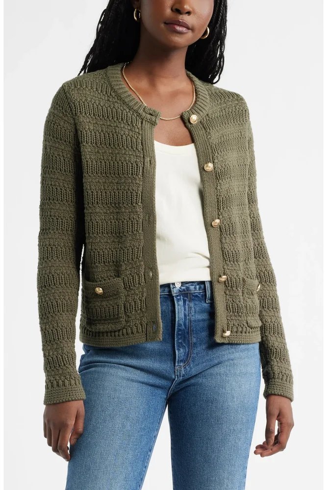Textured Cotton Cardigan