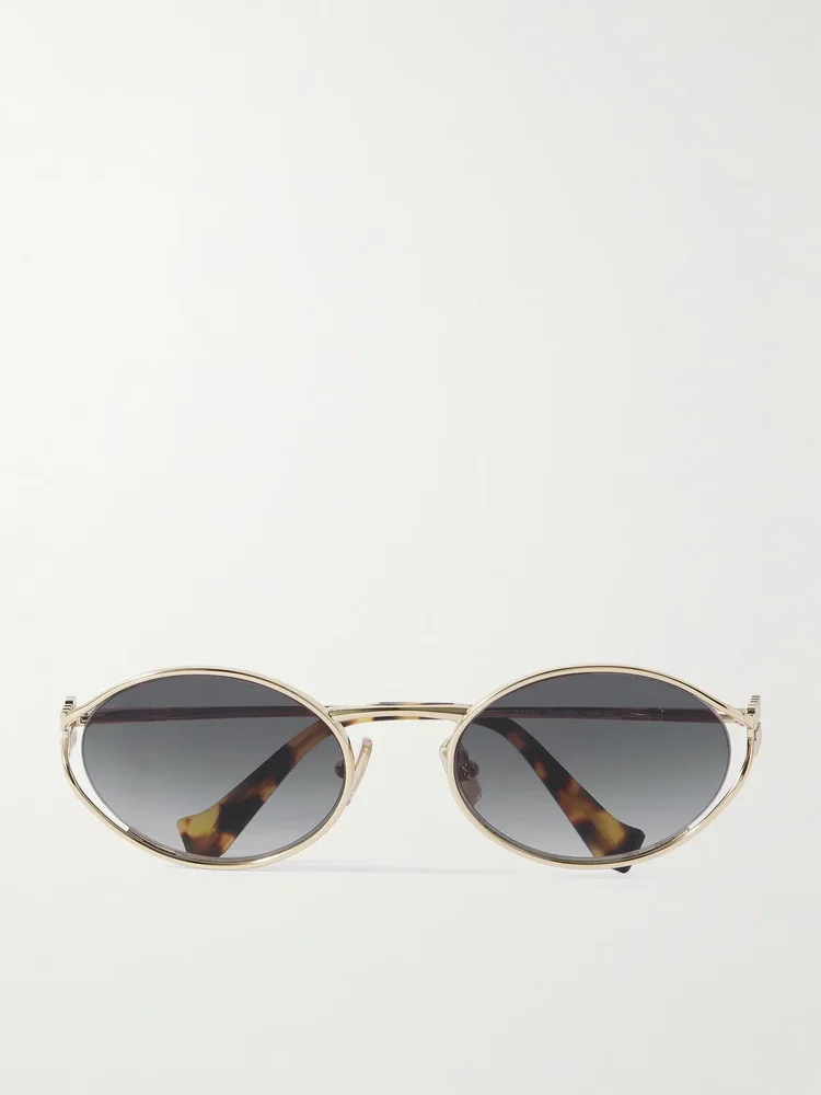 Miu Miu Oval-Frame Gold-Tone Sunglasses