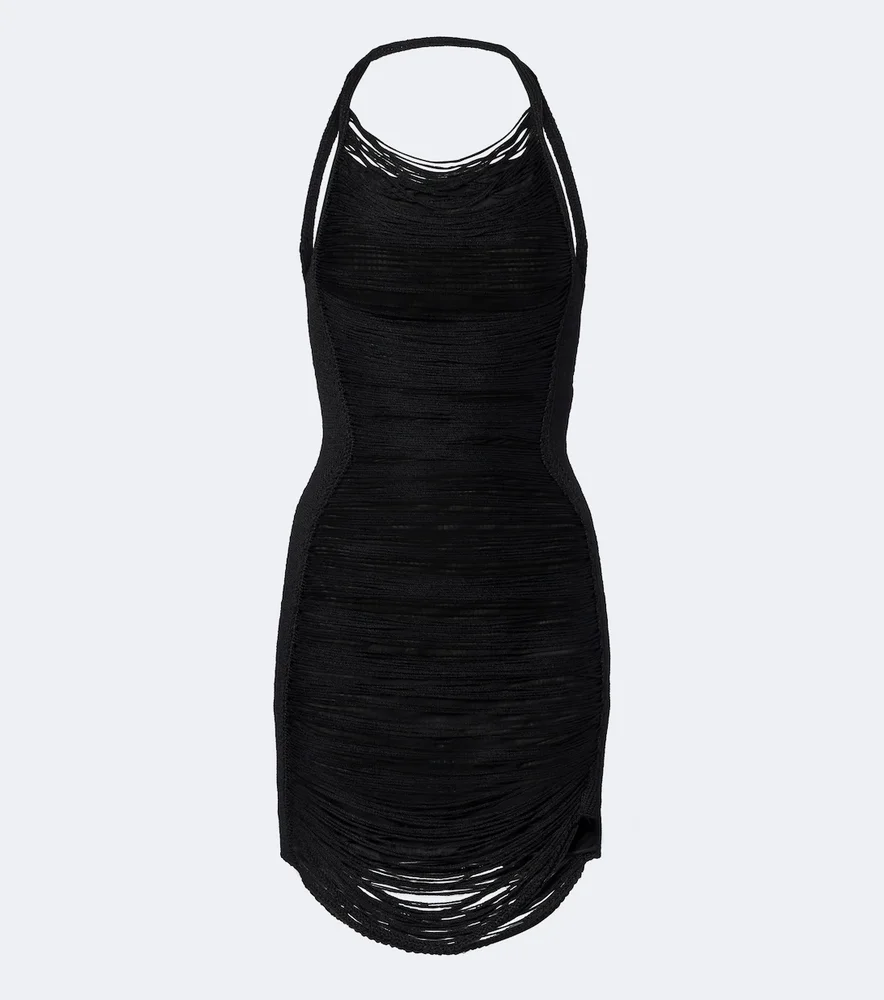 Fringed halterneck minidress