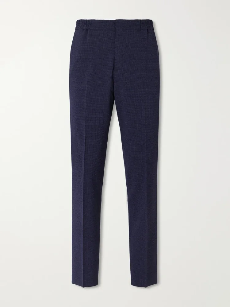 Straight-Leg Wool-Blend Seersucker Suit Trousers