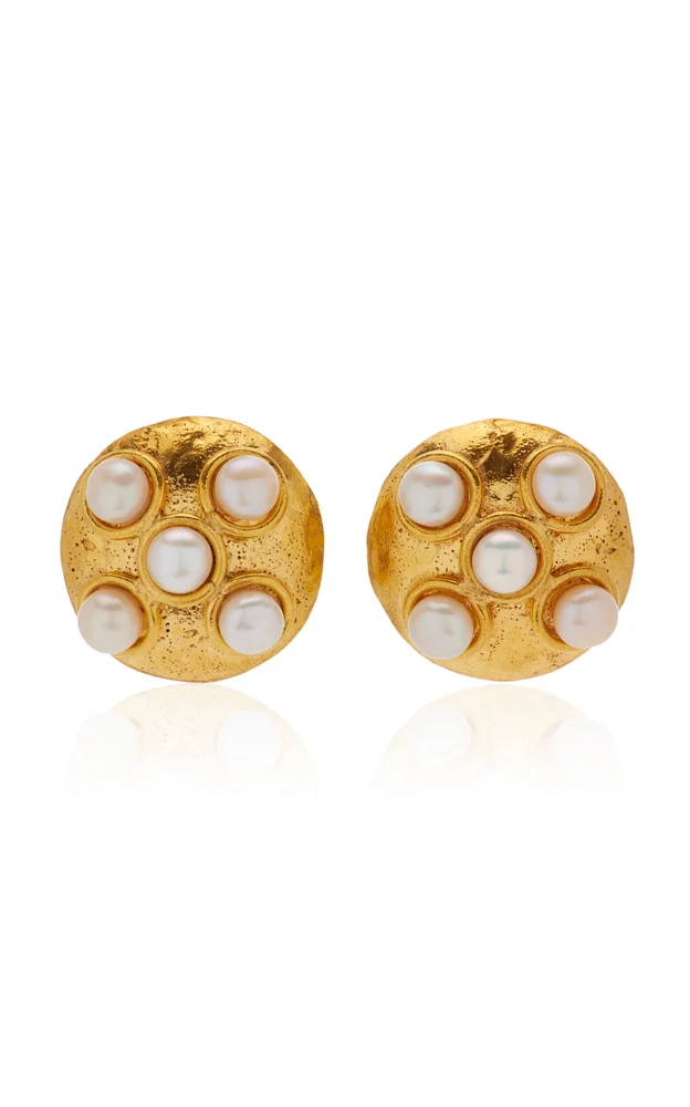 Theodora 22K Gold-Plated Pearl Earrings