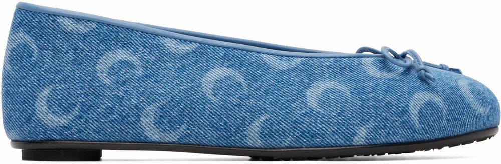 Blue Moonogram Denim Ballerina Flats
