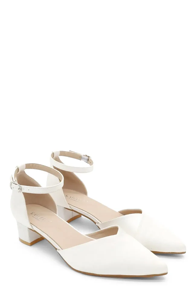 Leila Satin Pointed Toe Low Block Heel