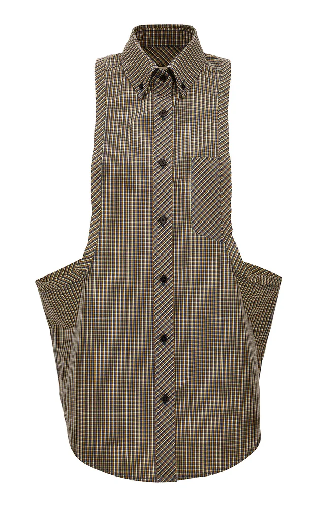 Micro-Check Cotton-Poplin Top