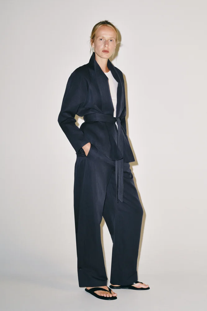 ZW Collection Linen-blend Barrel Trousers