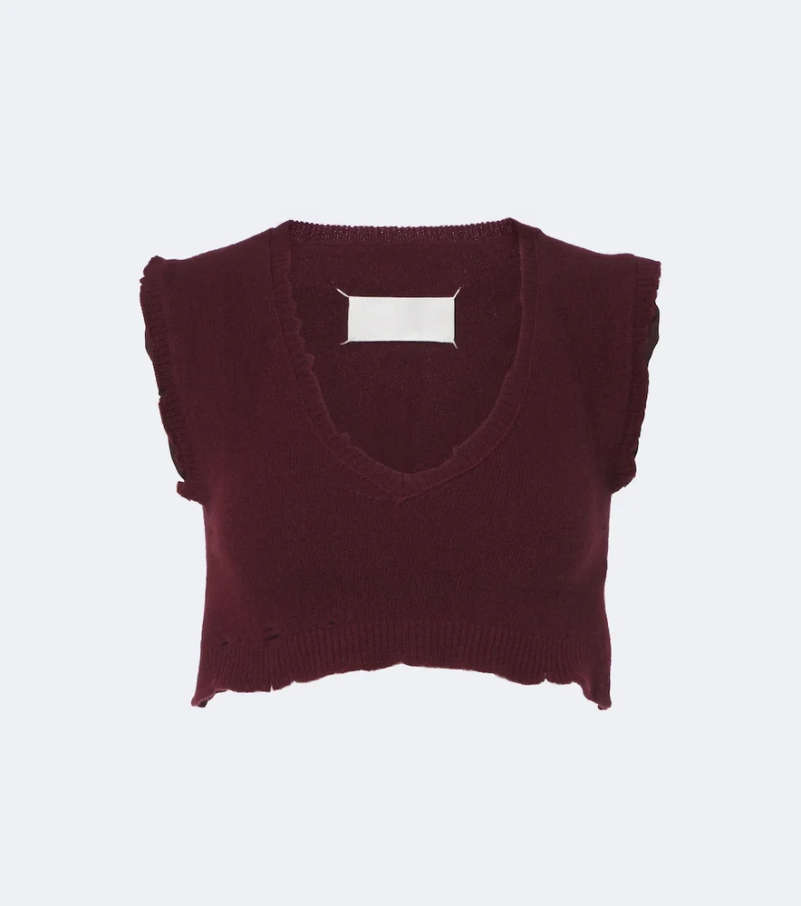 Cropped virgin wool sweater vest