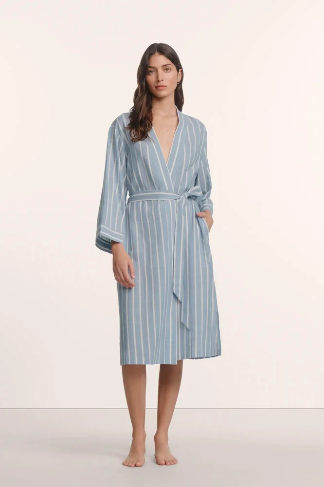 Nautico Midi Robe, Classic Stripe Slate Blue/Ivory