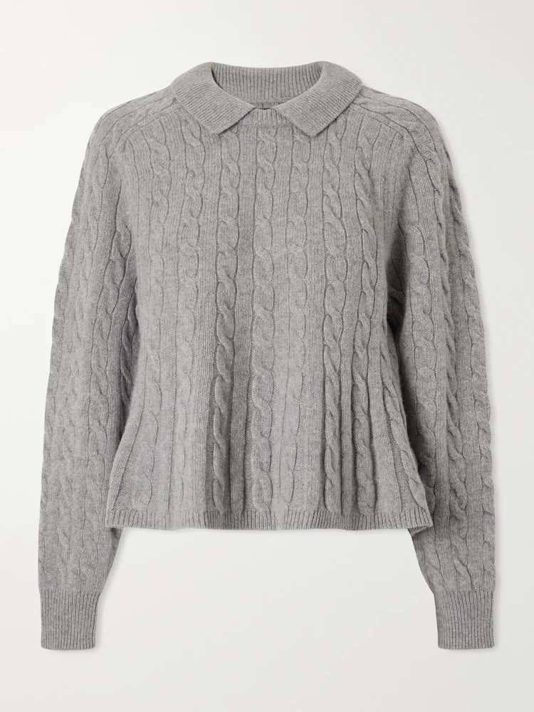Cable-knit wool and cashmere-blend peplum sweater
