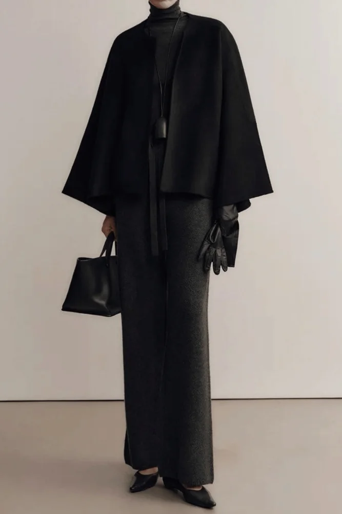 Marcela Ana Wool Cape Jacket Onyx S/M