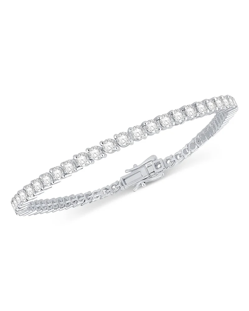 Certified Diamond Double Prong Tennis Bracelet in 14K White Gold, 5.0 tcw