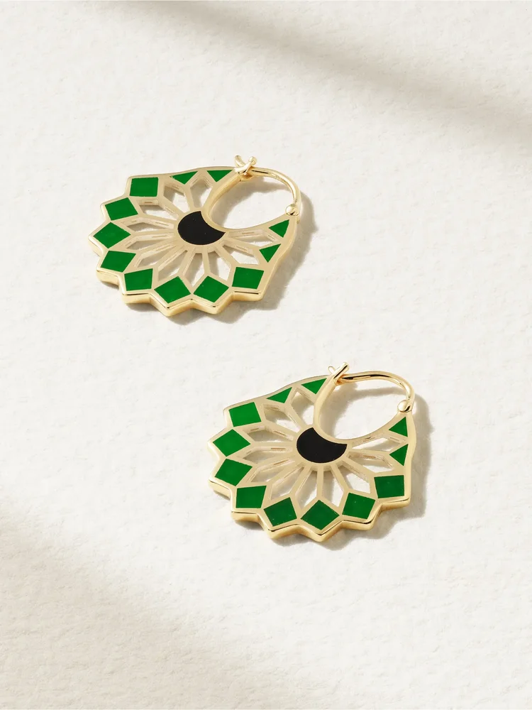 The Mini Lady Sursock 18-karat gold enamel hoop earrings