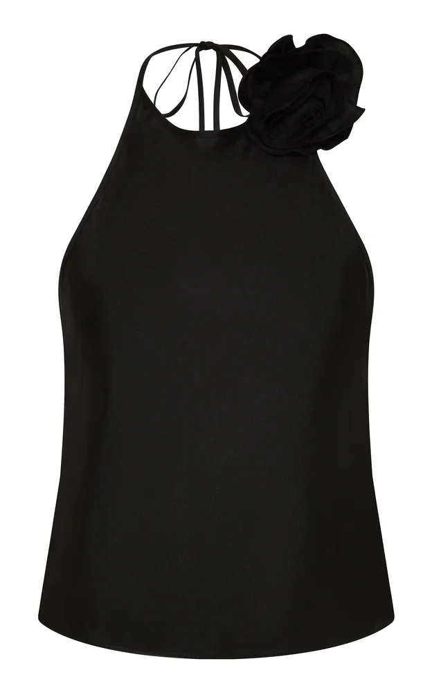 Silk Halter Rosette Top