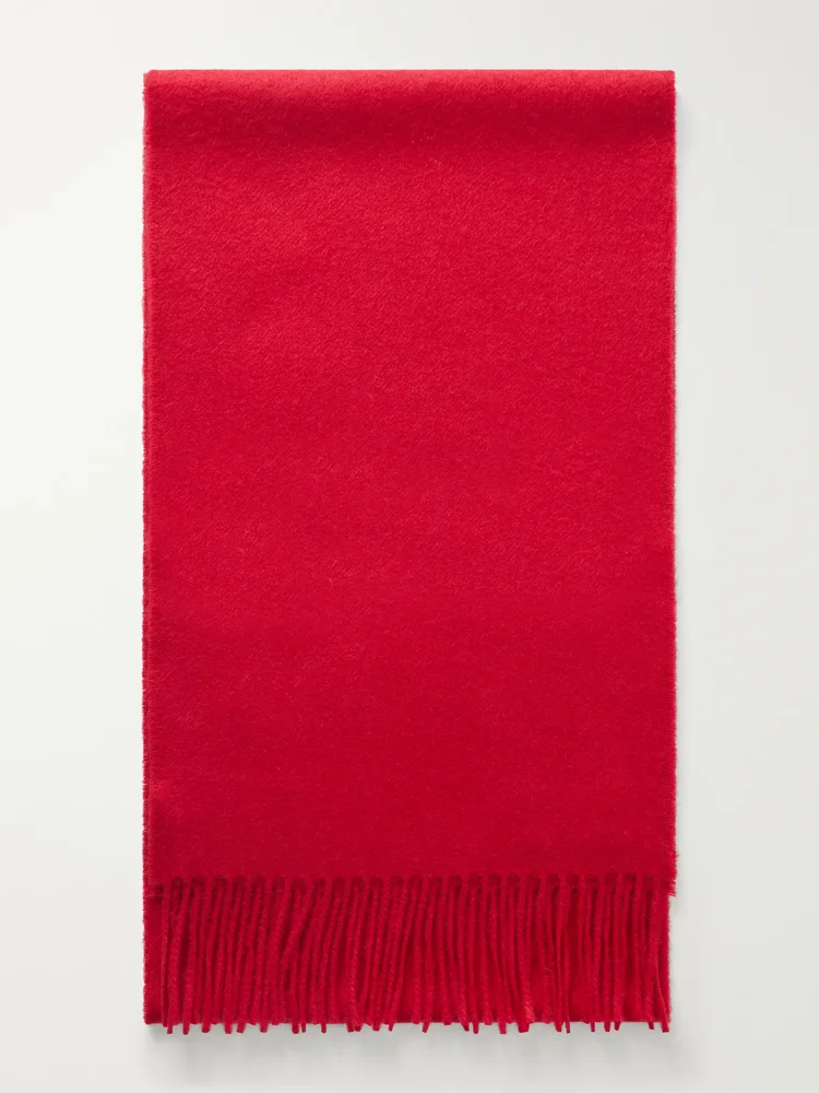 Fringed cashmere scarf