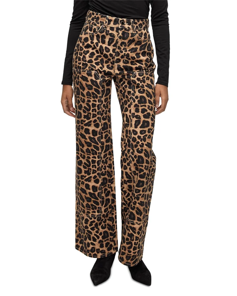 Taylor High Rise Wide Leg Jeans in Washed Leopard