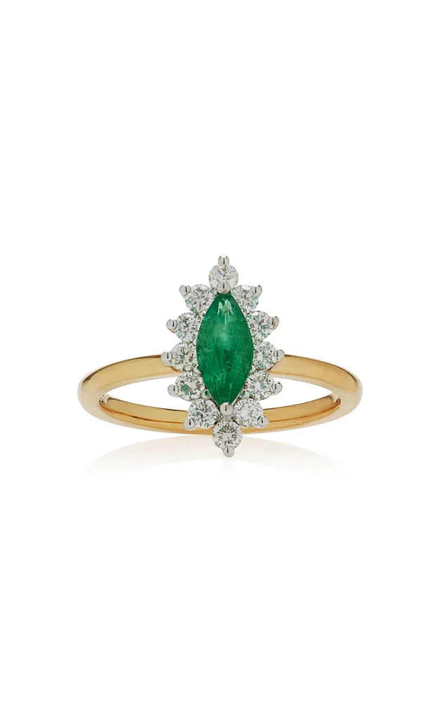Pompadour 18K Yellow Gold Emerald Ring