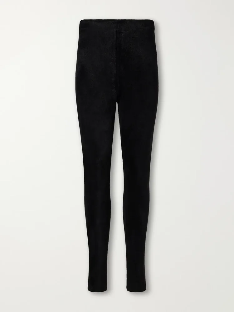 High-rise velvet leggings