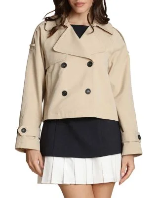 Double Breasted Cropped Trench Jacket