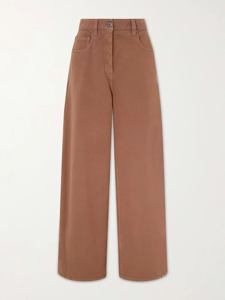 Embellished high-rise wide-leg jeans