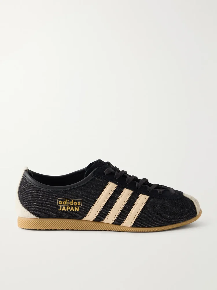 Japan suede and leather-trimmed denim sneakers