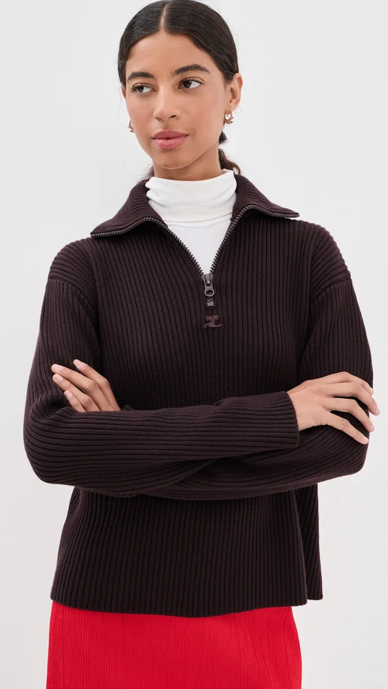 Ribbed Merino Wool Trucker Sweater