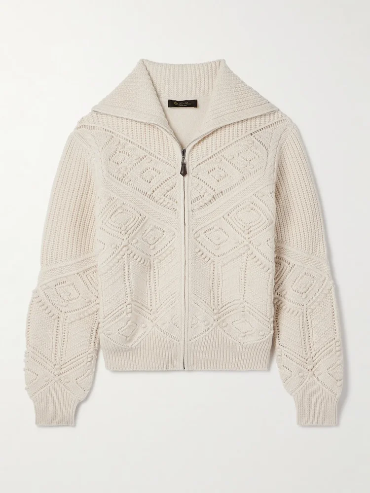 Cashmere zip-up cardigan