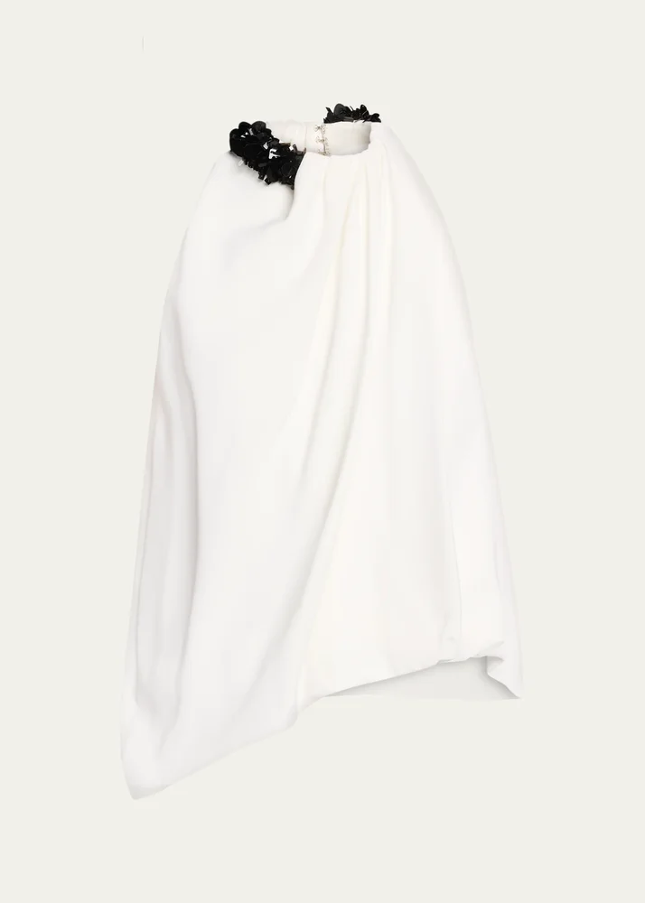 Haze Draped Sequin-Trim Asymmetric Top
