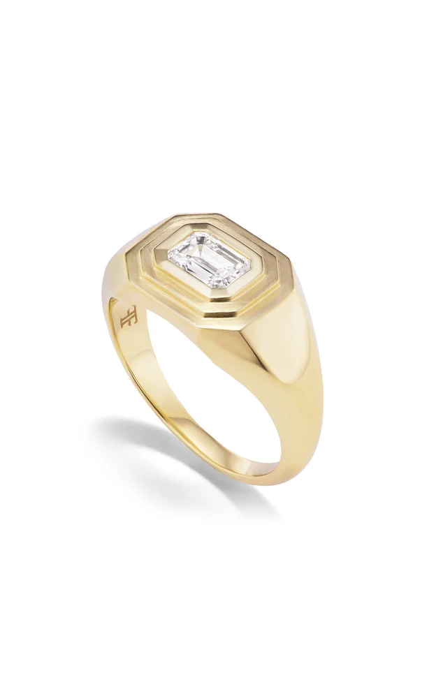 14K Yellow Gold Diamond Pinky Ring