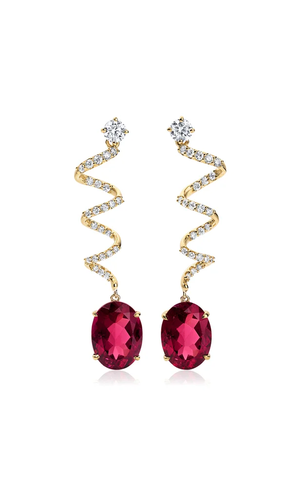 18k Yellow Gold Diamond Spiral Earrings
