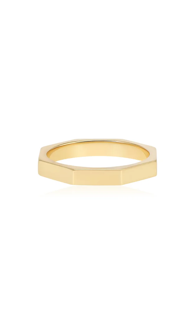 Finger Crossed Plain 18K Yellow Gold Ring