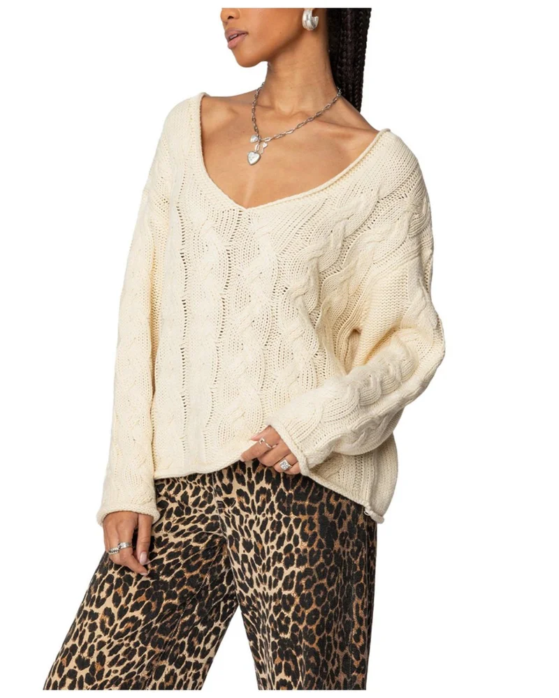 Inga Oversized Cable Knit Sweater